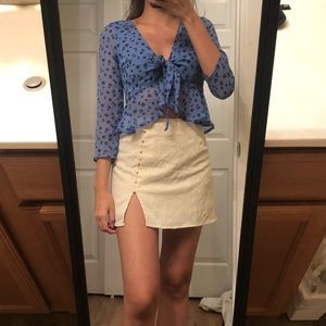 Abercrombie and Fitch tie front floral flounce crop top